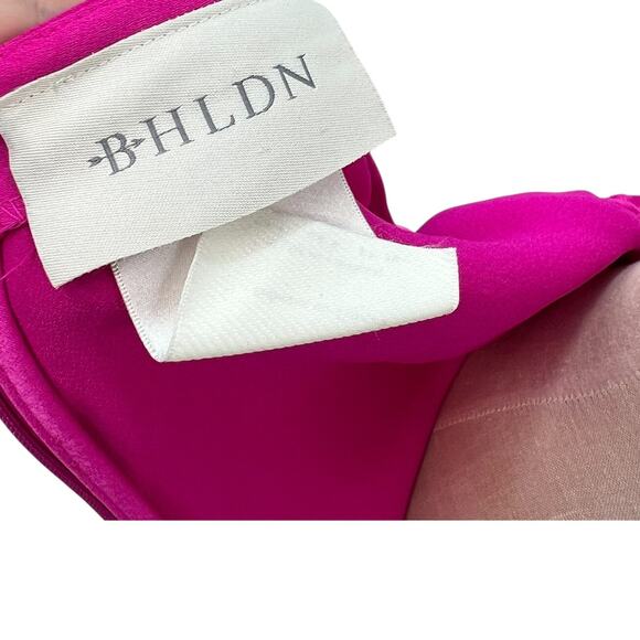 Bhldn Jennings Satin Dress Cowl-Neck‎ Ruched Side-Slit Satin Gown Fuchsia Size 4 - Picture 13 of 16